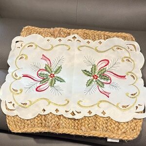 Festive Embroidered Holiday Placemat/center piece decor.